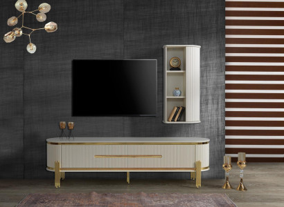 TV Ständer RTV Lowboard Weiß Tisch Holz Modern Wohnzimmer Sideboard